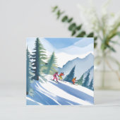 Laten we gaan skiën | Winter Waterverf Kaart (Staand voorkant)