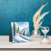 Laten we gaan skiën | Winter Waterverf schilderij Fotoplaat (Insitu)