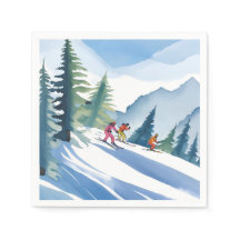Laten we gaan skiën | Winter Waterverf