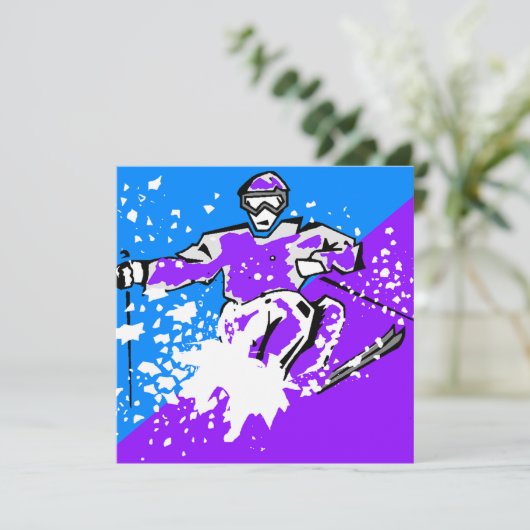 "LATEN WE GAAN SKIËREN" Uitnodiging tot het skiën (Staand voorkant)