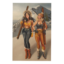 "Laten we gaan Skiing" , Retro Pinup Girls