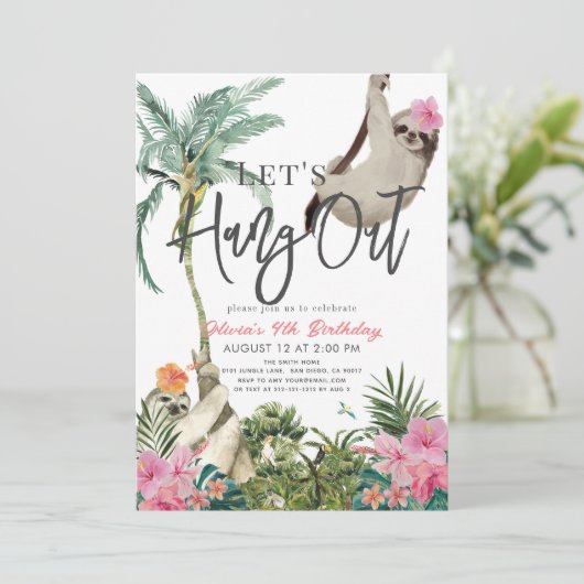 Laten we gaan Sloth Oerwoud Meisje Verjaardag Kaart (Staand voorkant)