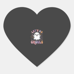Laten we gaan spoken Schattig Halloween spook graf Hart Sticker