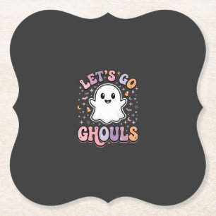 Laten we gaan spoken Schattige Halloween Geest Gra Kartonnen Onderzetters