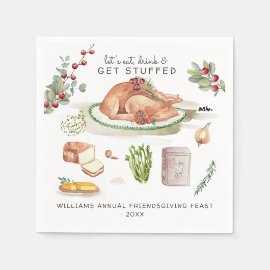 Laten we gaan stuwen | Thanksgiving Friendsgiving Servet (Voorkant)