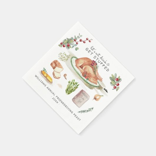 Laten we gaan stuwen | Thanksgiving Friendsgiving Servet (Hoek)