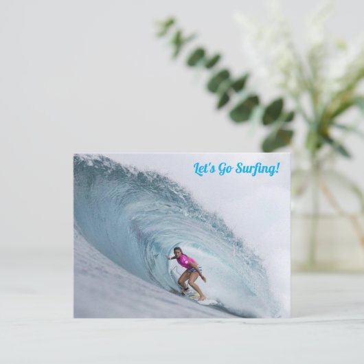 Laten we gaan surfen briefkaart (Staand voorkant)