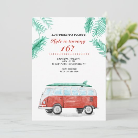 Laten we gaan surfen uitnodiging (Staand voorkant)