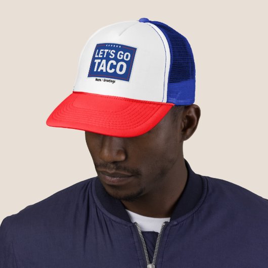 Laten we gaan Taco Grappig Ontwerp Bold Retro Poli Trucker Pet (In situ)