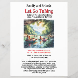 Laten we gaan tubing familie vrienden flyer