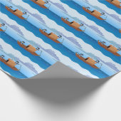 Laten we gaan vissen - schattige pinguïn cartoon cadeaupapier (Hoek)