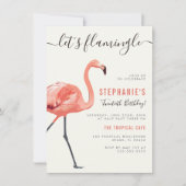 Laten we gaan vliegen | Modern Flamingo Birthday P Kaart (Voorkant)