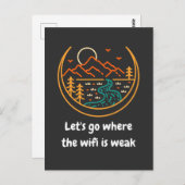 Laten we gaan waar de WiFi zwak is | Funny Hiking Briefkaart (Voorkant / Achterkant)