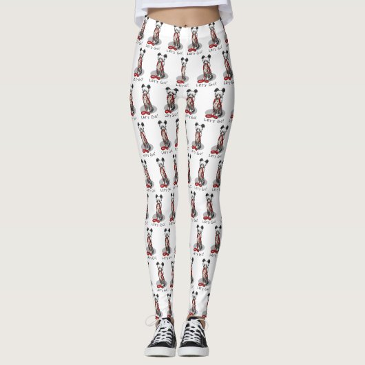 Laten we gaan! Wandel Chinese Crested hond (hl zw Leggings (Voorkant)