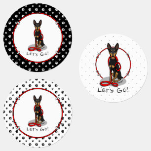 Laten we gaan! Wandel Miniature Pinscher (zwart ta Labels