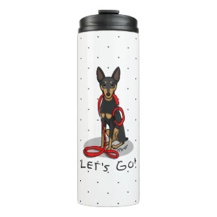 Laten we gaan! Wandel Miniature Pinscher (zwart ta Thermosbeker