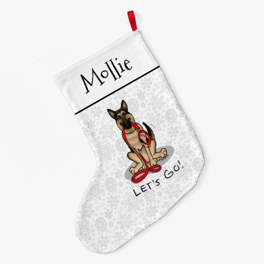 Laten we gaan! Wandelende Duitse Herdershond (zwar Grote Kerstsok (Achterkant (Hangend))