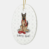 Laten we gaan! Wandelende Duitse Herdershond (zwar Keramisch Ornament (Links)