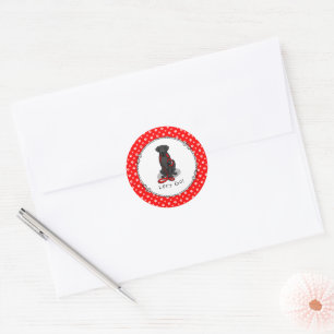 Laten we gaan! Wandelende Flat-Coated Retriever Ho Ronde Sticker