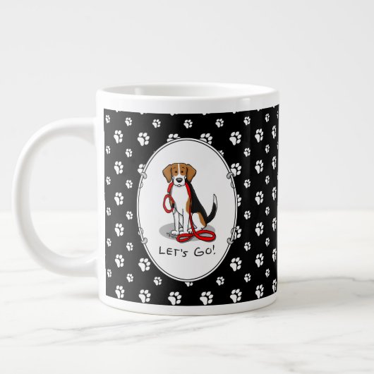 Laten we gaan! (wandkleur) Beagle Dog (driekleur 3 Grote Koffiekop (Links)