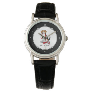 Laten we gaan! (wandkleur) Beagle Dog (driekleur 3 Horloge