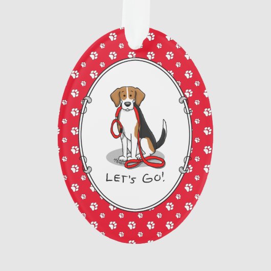 Laten we gaan! (wandkleur) Beagle Dog (driekleur 3 Ornament (achterkant)