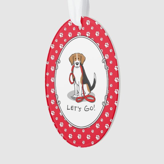 Laten we gaan! (wandkleur) Beagle Dog (driekleur 3 Ornament (voorkant)