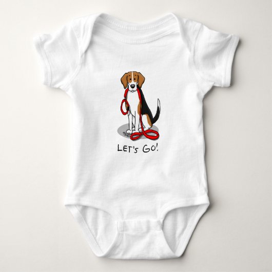 Laten we gaan! (wandkleur) Beagle Dog (driekleur 3 Romper (Voorkant)