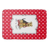 Laten we gaan! Welsh Terrier Dog met red leash Fun Badmat (Voorkant)