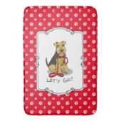 Laten we gaan! Welsh Terrier Dog met red leash Fun Badmat (Voorkant Verticaal)