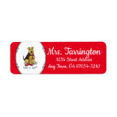 Laten we gaan! Welsh Terrier Dog met red leash Fun Etiket (Voorkant)