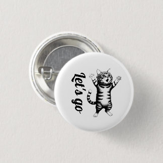 Laten we gaan Whimsical Gestreepte Tabby Kat Witte Ronde Button 3,2 Cm