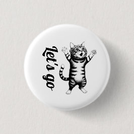 Laten we gaan Whimsical Gestreepte Tabby Kat Witte Ronde Button 3,2 Cm