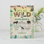 Laten we gaan Wild Oerwoud Verjaardagsfeestje Safa Kaart (Staand voorkant)