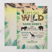 Laten we gaan Wild Oerwoud Verjaardagsfeestje Safa Kaart (Voorkant / Achterkant)