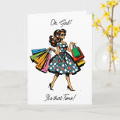 Laten we gaan winkelen! Grappige vrouw met tassen Kaart (Gele Bloem)