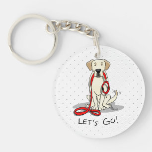 Laten we gaan! Yellow Lab Labrador Retriever Dog C Sleutelhanger