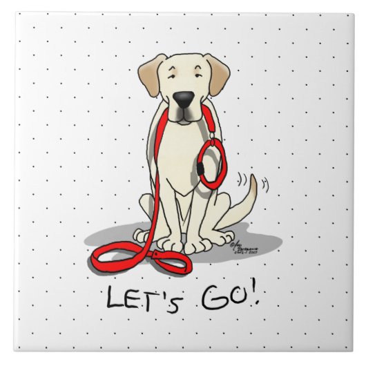 Laten we gaan! Yellow Lab Labrador Retriever Dog C Tegeltje (Voorkant)