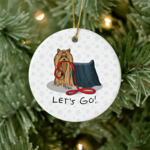 Laten we gaan! Yorkshire Terrier (Yorkie) Dog w Le Keramisch Ornament