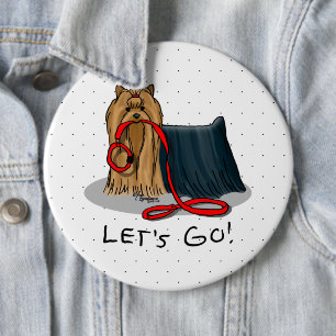 Laten we gaan! Yorkshire Terrier (Yorkie) Dog w Le Ronde Button 6,0 Cm