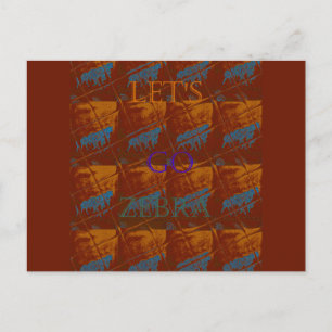 Laten we gaan Zebra Safari Art Print / Graphic Briefkaart