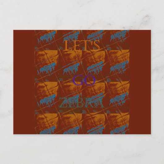 Laten we gaan Zebra Safari Art Print / Graphic Briefkaart (Voorkant)