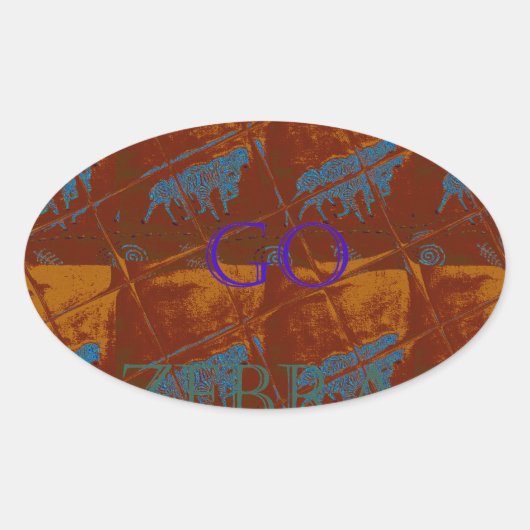 Laten we gaan Zebra Safari Art Print / Graphic Ovale Sticker (Voorkant)