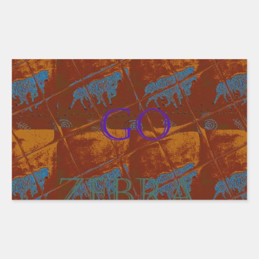 Laten we gaan Zebra Safari Art Print / Graphic Rechthoekige Sticker (Voorkant)
