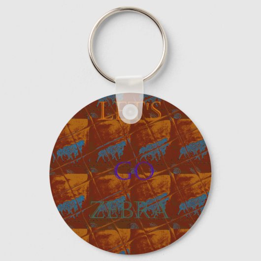 Laten we gaan Zebra Safari Art Print / Graphic Sleutelhanger (Voorkant)