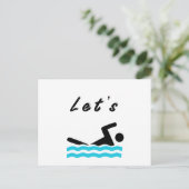 Laten we gaan zwemmen briefkaart (Staand voorkant)