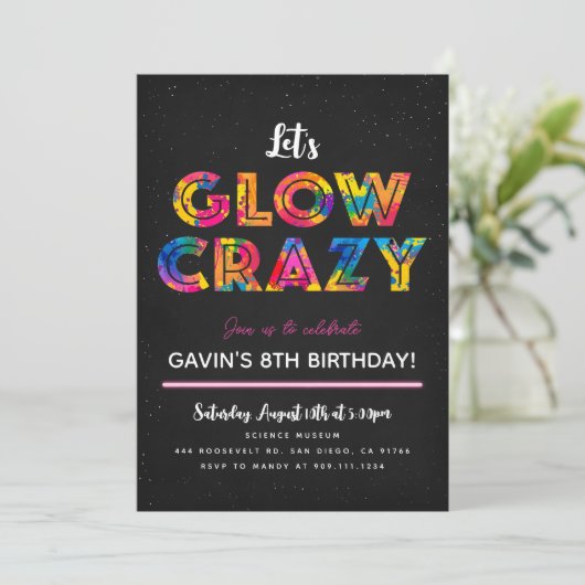 Laten we gek doen met een kleurfeest uitnodiging (Staand voorkant)