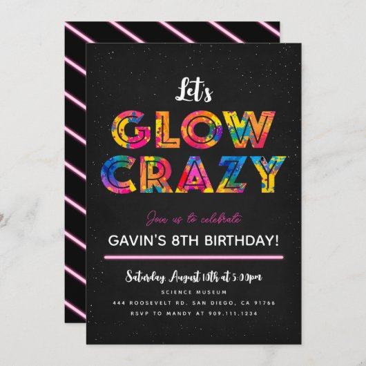 Laten we gek doen met een kleurfeest uitnodiging (Voorkant / Achterkant)