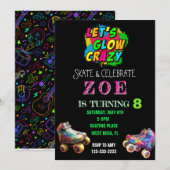 Laten we gek gloeien, Neon verjaardagsuitnodiging Kaart (Voorkant / Achterkant)