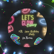 Laten we gek opgloeien neon verjaardag laserfeest